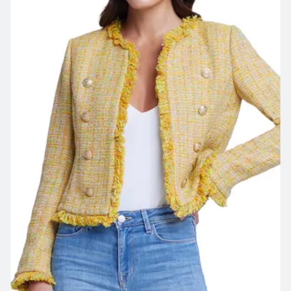 L'Agence Tinlee Yellow Tweed Jacket NWT